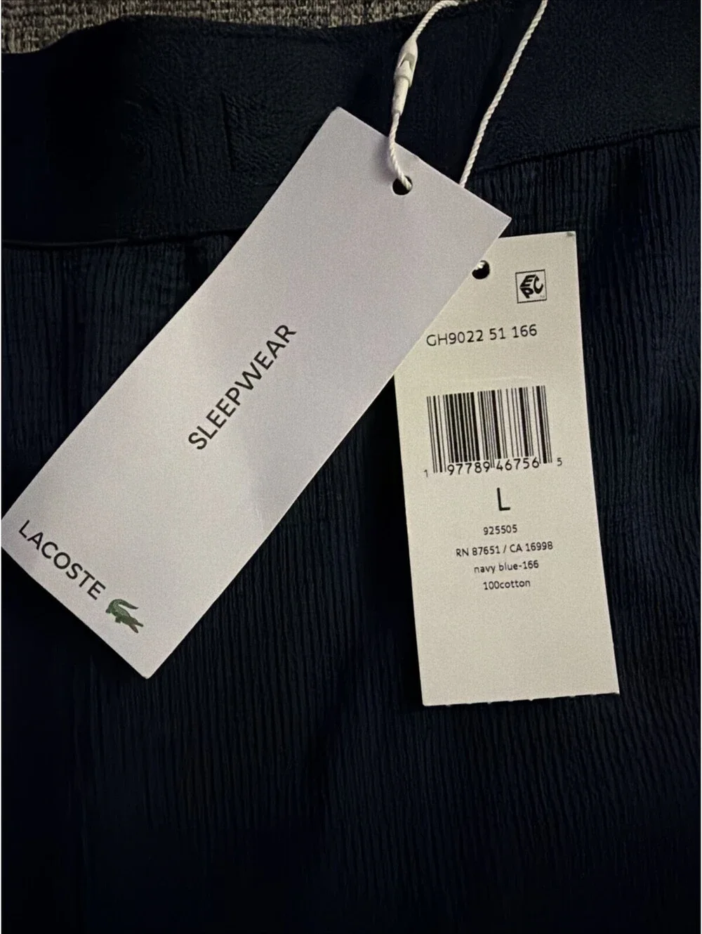 Lacoste Men's Large Navy Blue Thermal Waffle Sleep/Lounge Wear Shorts GH9022 New